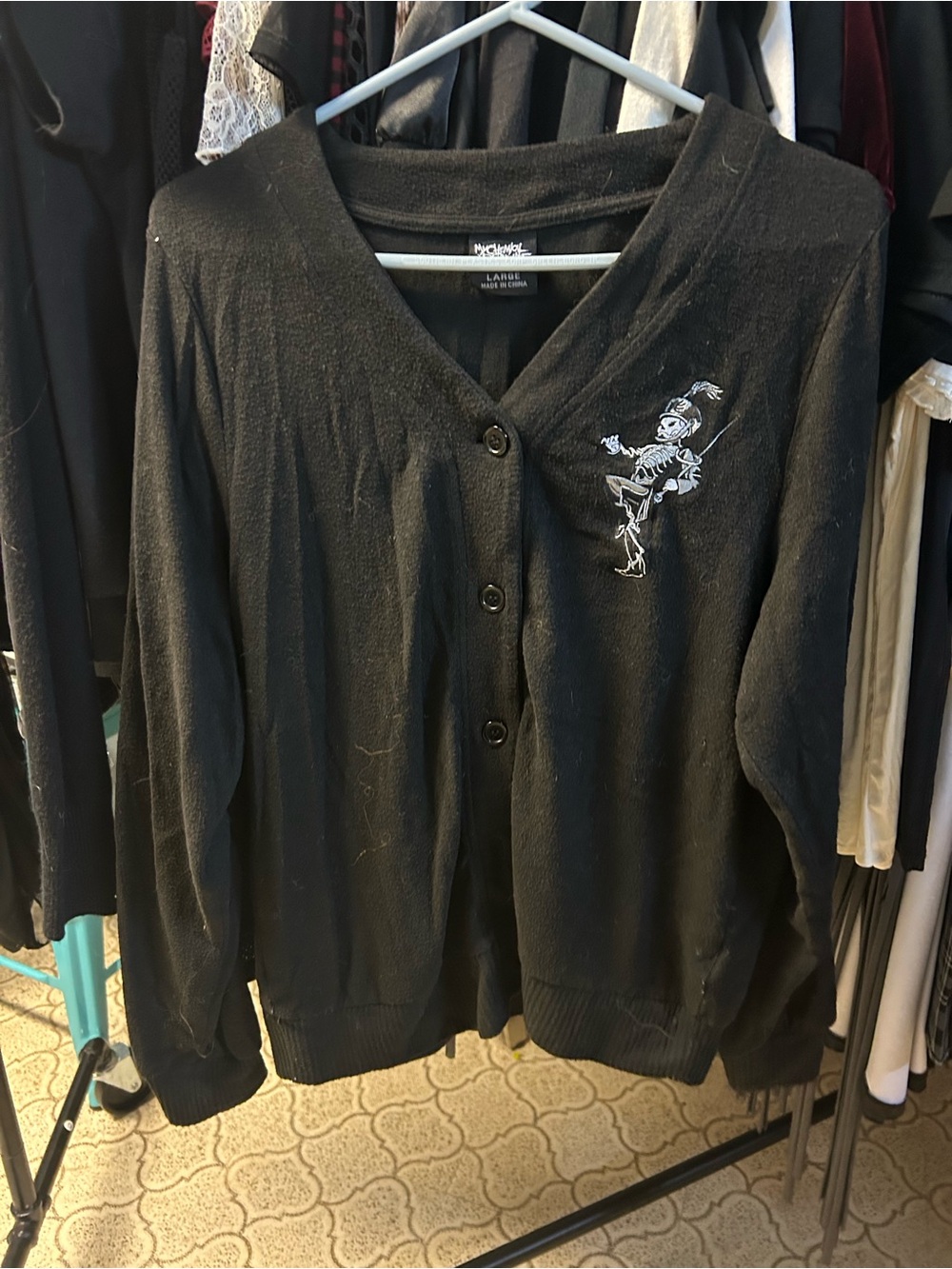 My Chemical Romance Black Button-Up Cardigan Embroidered